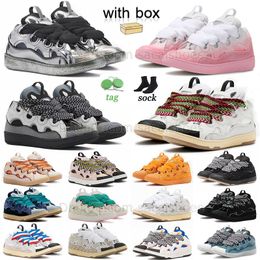 Chaussures de sport de luxe Lavines avec boîte Curb Nappa Lace Up Hommes Femmes Rose Bleu Clair Gris Triple Plateforme Noire Chaussure Habillée En Relief Paris Caoutchouc Entraîneur En Cuir