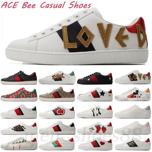 Designer de luxe chaussures de sport en cuir broderie baskets serpent coeur Ace Bee chaussure tigre formateurs vert rouge rayures 36-44