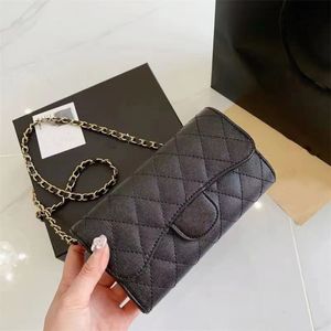 Luxe Designer Caviar Crossbody Tassen Lady Classic Letter Design Clutch Handtassen Coin Purse Womens Schoudertas Mini Hoofdtelefoon Gouden Kettingen Lederen Handtas