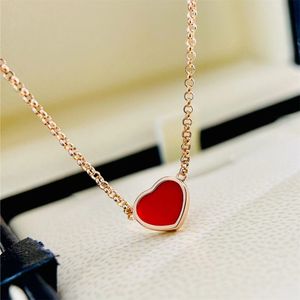 Luxe ontwerper CH Brand V Gold Necklace Hoge kwaliteit Charm Hartvorm Pendant ketting met rood Chalcedony Design in 18K Rose Gold Compated Luxury Sieraden