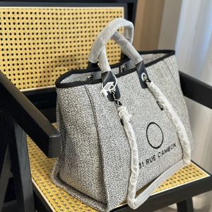 Luxe designer kanaal strandtas dames winkelen handtassen tote koppelingszak parel ketting canvas dame mode crossebody linnen reidende schoudertortingen