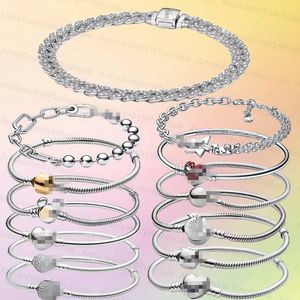 Designer de luxe Charms Bracelets pour femmes Diamond 925 Silver Chain Diy Fit Pandoras Taille de haute qualité 16-21cm Bracelet Bijoux avec boîte d'origine