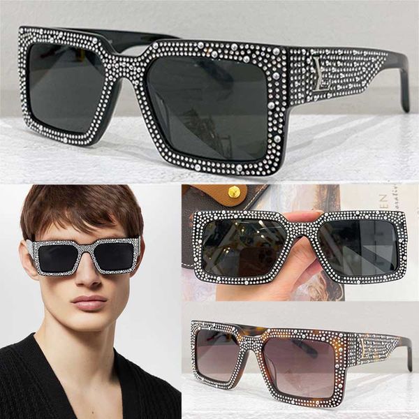 Designer de luxe Clash Square Grandes lunettes de soleil Z2396W SS24 Nouvelles lunettes de soleil en diamant en diamant