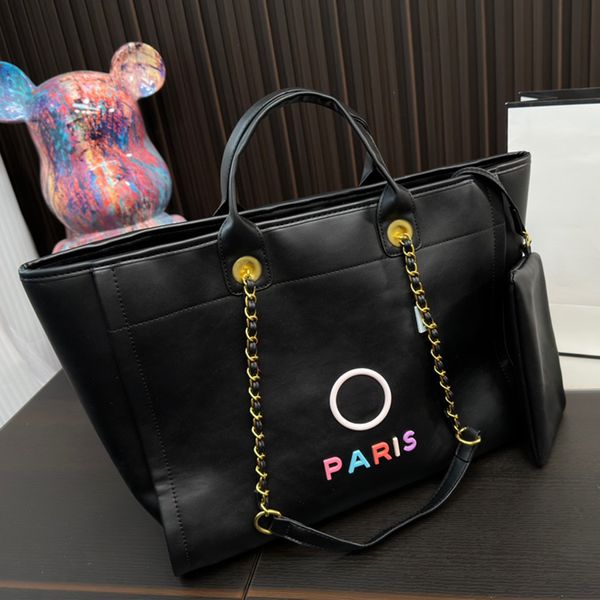 Diseñador de lujo Classic Beach Tote Bag Brand Fashion Women Crossbody Famoso Paris Doble letra Doble de cuero Compras de bolsos de bolsos en ampliación