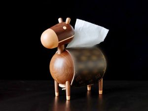 Luxe designer klassieke ezel tissue box Decoratieve beeldjes bruin oud bloempatroon hoogwaardig walnoot en PU materiaal voor thuis hotel restaurant 2022 nieuw