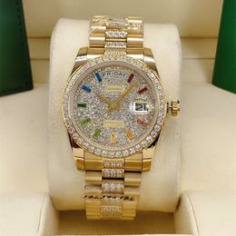Luxe designer Klassiek Mode Automatisch HorlogeIn het midden ingelegd met gekleurde diamant maat 36mm saffierglas een geliefd kerstcadeau voor dames