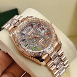 Montre automatique de mode classique de créateur de luxeAu milieu incrusté de diamants colorés taille 36 mm verre saphir un f311H pour femme