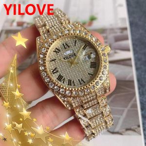 Montre de luxe de luxe classique avec diamants colorés, taille 40 mm, horloge en verre saphir, cadeau de Noël préféré pour hommes et femmes