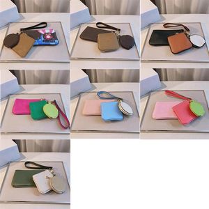Luxe designer munt portemonnees set 3-in-1 taillet verandert zakje accessoires multi color bloem ronde vierkant zippy wallets reverse284f