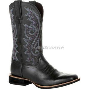 Bottes de cowboy de luxe pour hommes et femmes, chaussures d'hiver en simili cuir noir et marron, rétro, brodées, chaussures unisexes occidentales, grande taille 48 Botas Shoes 159