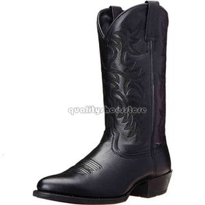 Designer de luxe Cowboy Bottes Hommes Noir Marron Faux Cuir Chaussures d'hiver Rétro Hommes Femmes Brodé Western Unisexe Chaussures Grande Taille 48 Botas Shoes 856