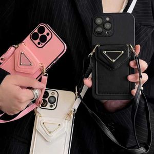 Luxe ontwerper Crossbody Telefoonhoesjes voor iPhone 15 14 13 12 11 Pro Max Classic Letter Mobile Back Cover with Lanyard Fashion Handtas Case Card Holder Pocket LL73673