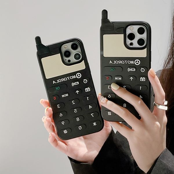 Luxus-Designer, niedliche 3D-Retro-Handyhüllen in Form von weichem Silikon, schwarze Handyhülle für iPhone 11 12 13 Pro Max X XS 7 8 Plus, stoßfeste Rückseite