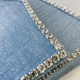 Luxe ontwerper denim handtas strass diamant square tas dames avondtas dinerfeest koppelingsportemonnee schouder messenger tas