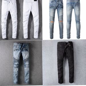 Luxe Designer denim paarse jeans Distressed Fashion Straight Heren Biker Hole Stretch Denim Casual Jean Heren Skinny broek Elasticiteit Dames Man Gescheurde broek