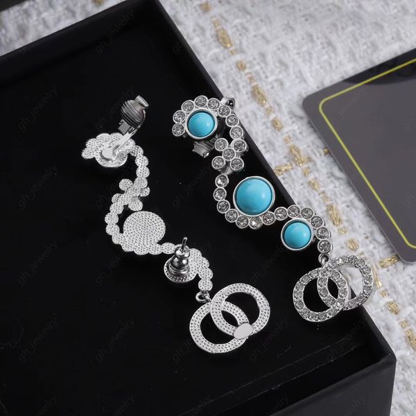 Boucles d'oreilles en diamant de luxe de créateur, bijoux en Zircon bleu, à la mode, manchette d'oreille, cadeau de fête de mariage pour femmes