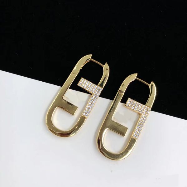 Boucles d'oreilles en or 18 carats avec lettres en diamant de luxe pour femmes, bijoux simples et exquis, à la mode, cadeau