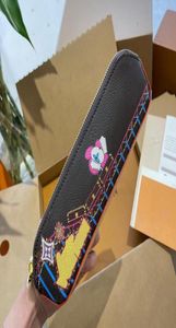 Luxe designer pop doodle portemonnee stijlvolle kleurrijke letter luipaard vrouwen draagbare opslag portefeuilles kaarthouder clutch tas potlood kas porensporen 6588484