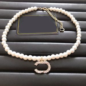 Luxe Designer Dubbele Letter C Parelsnoer Mode Kettingen Ontwerpers Sieraden Dames Party Chains Ketting Met Diamanten Accessoires Geschenken