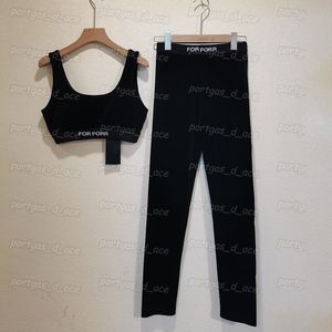 Velours Dames Broek Tanks Set Letters Mouwloze Tank Tops Casual Sexy Backless Gewatteerde Afneembare Sport Yoga Outfit