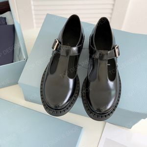 Luxe designerjurk Schoenen Bloklogo Mary Jane Platte pumps dames Loafers Bootschoenen Vrijetijdsschoenen Echt leer met doos
