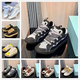 Luxe designer kleding schoenen mode lederen lanven curb sneakers paren mannen dames veter buitengewone trainers kalfslin rubber nappa trainers des chaussures