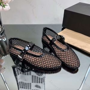 luxe designer nette schoenen mesh ballerina's Comfort Echt leer Mary Jane damesloafers met ronde neus Platte schoenen