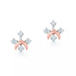 Luxe Designer Earring Fashion Classic Studs oorbellen voor Dames Ontwerpers Gesimuleerde Diamond White Golds Rose Gold Cross Cross Stud bloem zeer goed mooi