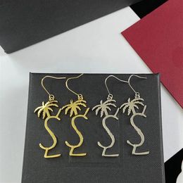 Pendientes de diseño de lujo 925 Pendientes de plata de palmera Anillo de oreja de oro Clásico Cuelga Y Pendientes Diseñadores Joyería Charm Hoops Orecchi316a