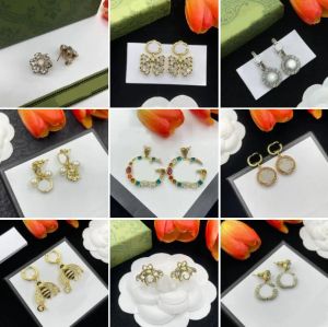 Boucles d'oreilles de concepteur de luxe LETTRE Classique G Bee Flower Perle Crystal Charm Drop Broutage d'oreille 18k Gold Silver plaqué Clime d'oreilles Moucles d'oreilles pour femmes bijoux de créateurs