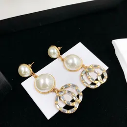 Boucles d'oreilles design de luxe perle cristal boucles d'oreilles lettre G femmes cristal strass perle boucle d'oreille bijoux de fête de mariage