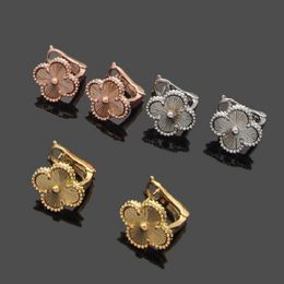 Boucles d'oreilles de créateur de luxe Boucles d'oreilles trèfle à quatre feuilles Boucles d'oreilles en or 18 carats pour femmes