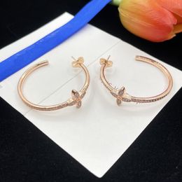 luxe designer oorbellen Stud IDYLE Blossom 18K gouden diamanten oorbellen Hoop Huggie oorbellen vrouw sieraden accessoires