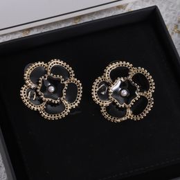 Luxe ontwerper oorbellen Studs klassieke dubbele letter bloemen messing sieraden pakket op dames huwelijksgeschenken