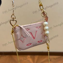 Designer de luxe en relief Mahjong Mini Vanity Pearls Chain Clutch Sacs Pink Black Tiny Old Flower Underarms Coin Lipsctick Cosmeitc Makeup 15x9cm