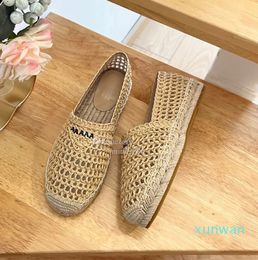 Luxe ontwerper Espadrilles Dames Casual schoenen Zomer Spring platform met trigonometer Letters Logo Loafer Girls Stro -touw Weven Sick Sole