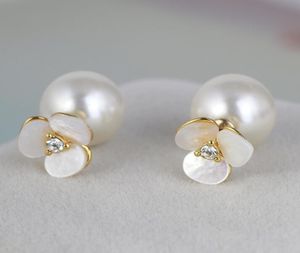 Boucles d'oreilles de luxe de styliste, célèbres, Style floral, Double face, bijoux avec perles, cadeau de fête pour femmes, 5621448