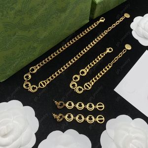 Luxe designer mode 18k gouden sieraden sets dameskettingen eenvoudige armbandbrief hanger oorbellen dames huwelijksfeestje cadeau sieraden