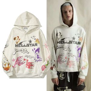 Designer de luxe Vêtements de mode Sweatshirts pour hommes 2022 Chaogao Street New Hell-Star Skull Graffiti Imprimer Pull à capuche Unisexe Sweat à capuche