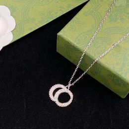Designer de luxe de mode lettre de diamant pendentif collier longue chaîne de chandail de haute qualité avec boîte