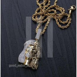 Designer de luxe Mode Gol Couleur religieuse fantôme Jésus Pendre Colliers de haute qualité avec chaîne de corde pour hommes Gift Hip Hop Bijoux 433