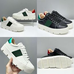 Leer geborduurde sneakers luxe platform Casual schoenen vrouwen borduurwerk klassieke trainers bijen veterschoen met doos 322