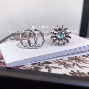 Designer de luxe lettre de mode Antique bague en argent Net rouge Couple anniversaire mariage fiançailles cadeau