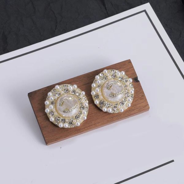 Créateur de luxe de mode perle diamant rond boucles d'oreilles femmes 925 argent aiguille Floral délicat boucle d'oreille femmes mariage fête cadeau bijoux