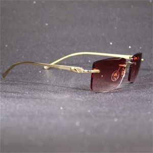Luxe designer mode zonnebril 20% korting op randloos voor mannen vrouwen bril met panter decoratie klassieke trendy brillen