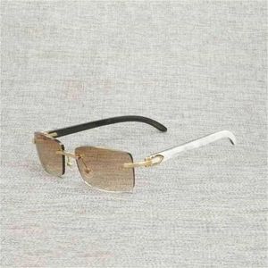 Luxe designer mode zonnebril 20% korting op vintage zwart witte buffelhoorn randloze mannen natuurlijke houten vierkante frame vrouwen houten tinten oculos bril