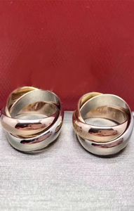 Luxe Designer Fashion Threerings Paar Ring voor Mannen Vrouwen Eenvoudige Stijl Ringen met Drie Kleuren Rose Goud Love5224516