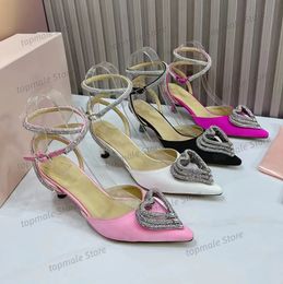 Diseñador de lujo Moda de vestir para mujeres zapatos de vestir para mujer 6.5 cm de altura Satinada de tobillo con correa