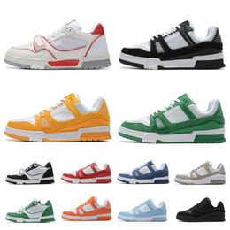 Diseñador de lujo Zapatilla de deporte plana Virgil Trainer Zapatos casuales Denim Lona Cuero Abloh Blanco Verde Rojo Azul Letra Superposiciones Plataforma de moda para hombre para mujer Zapatillas bajas