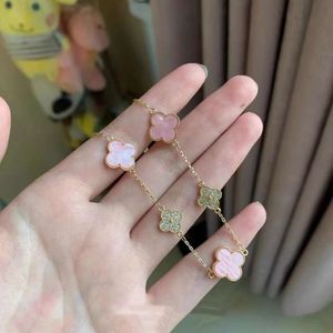 bracelet de trèfle à quatre feuilles de créateur de luxe rose et blanc mère de bracelet en argent sterling cadeau de bijoux exquis de haute qualité pour femmes